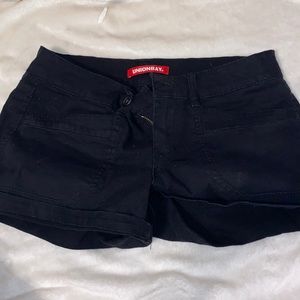 Low waist black jean shorts